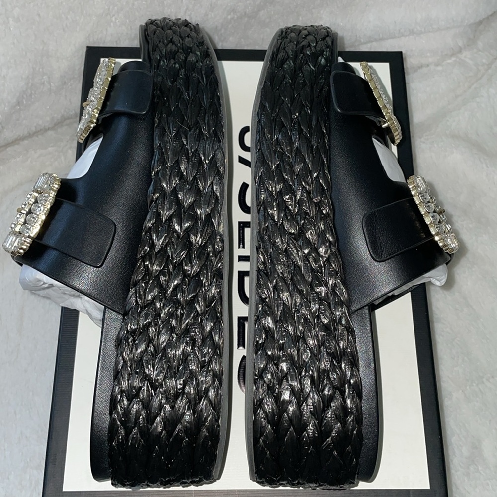 NWT J/SLIDES J/SLIDES QUINLEY Black Leather Sandal - Picture 14 of 16